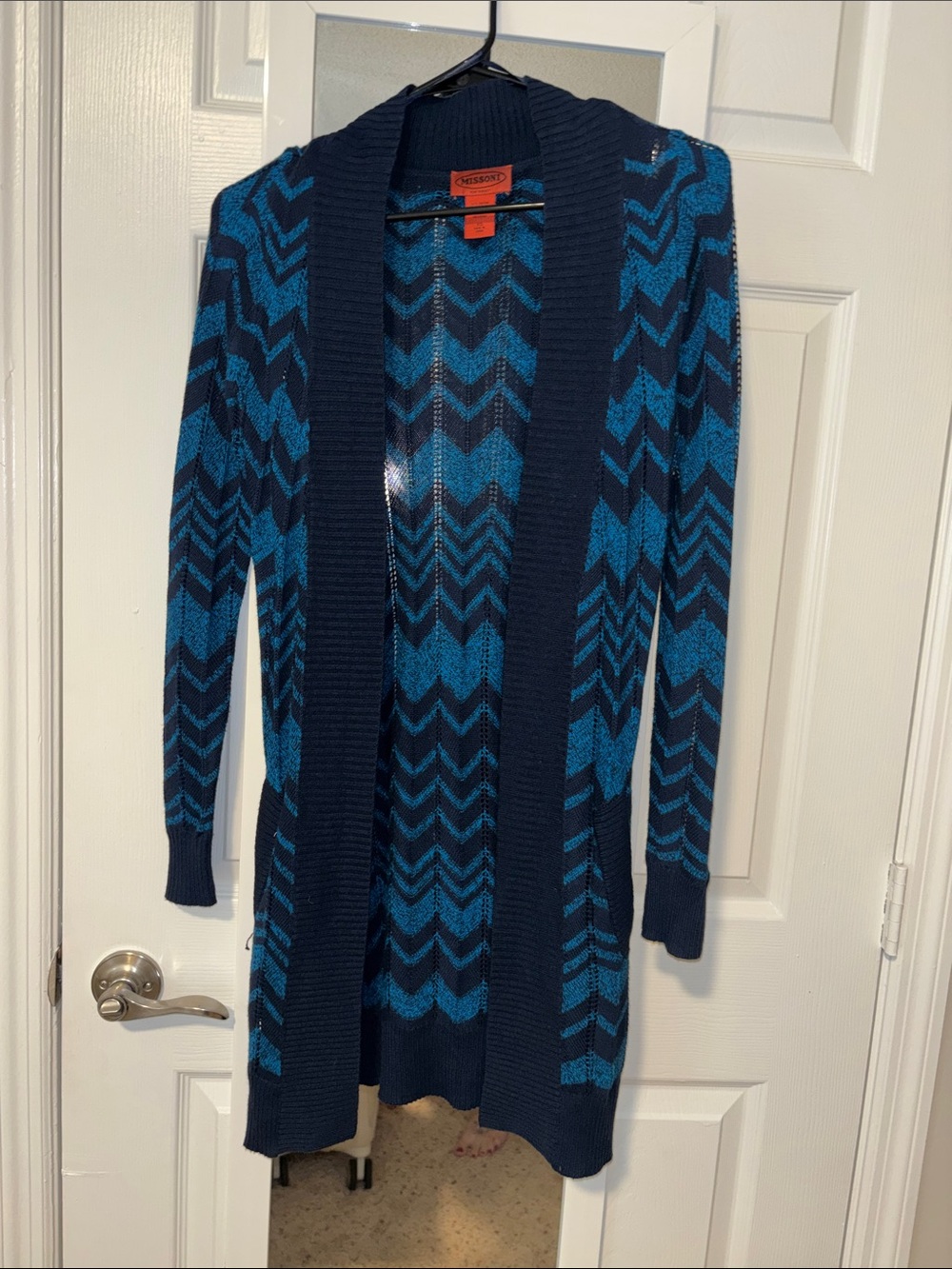 Missoni Blue Chevron Knit Cardigan Size XS